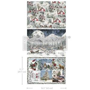 A3 REDESIGN DECOUPAGE FIBRE (3 SHEET PACK) - SNOWFALL SPLENDOR (LIMITED RELEASE)