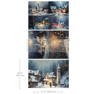 A3 Redesign Decoupage Fibre (3 Sheet Pack) - Snowy Twilight (limited Release)