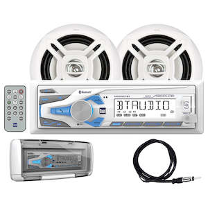 DUAL Marine Bluetooth Stereo Combo w/ 6.5" Speakers + Antenna + Splash Guard