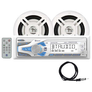 DUAL Marine Bluetooth Stereo Combo w/ 6.5" Speakers + Antenna White