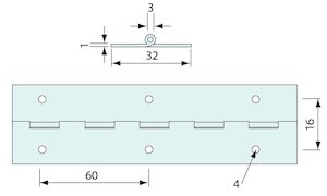 #102856 Piano Hinge ZP 32mm 1.8m Length