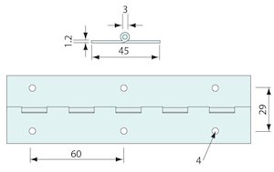 Hinges: #102841 Piano Hinge SS 45mm 1.8m Length