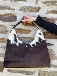 Cowhide Shoulder Bag - Brown Bold