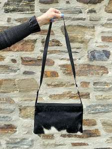 Furniture manufacturing: Cowhide Coastal Handbag - Black + White Bold