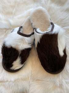 Calfskin Slipper - Brown & White