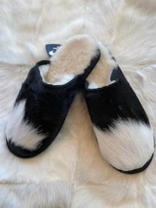 Calfskin Slipper - Black & White