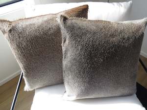 Double side Cowhide Cushion 50cm x 50cm - Taupe Grey