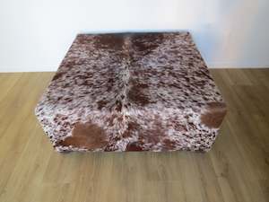 Tan + White Speckled Large Square Ottoman discreet legs - IN STOCK