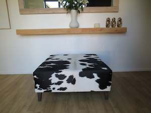 Black + White Large Square Ottoman - tapered legs - IN STOCK