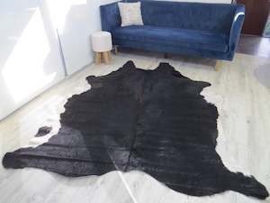 SALE Large Cowhide - Black + White with Brown Spine