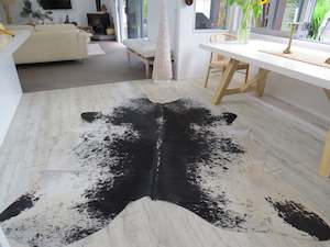 SALE Large Cowhide - Black + White + Chocolate Salt & Pepper