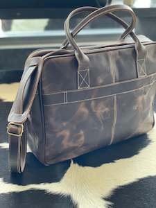 Furniture manufacturing: Satchel Laptop Bag - Dark Brown Rubbed Leather