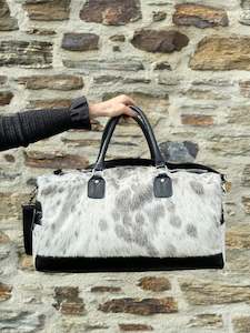 Cowhide Overnight Bag - Soft Grey + White Bold LIMITED EDITION