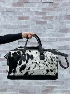 Cowhide Overnight Bag - Black + White Salt & Pepper