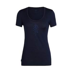 Icebreaker Women’s Tech Lite Short Sleeve Scoop Lancewood Midnight Navy