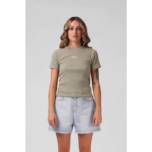 RPM Women’s Heart Ribbed Tee Light Olive