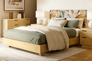 Furniture: Karamea Padded Bed Frame - Pine