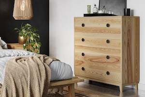 Furniture: Bronte 4 Drawer Tallboy - Ash