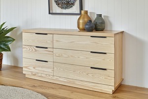 McKenzie 6 Drawer Large Lowboy - Ash