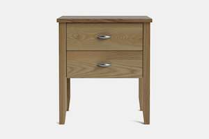 Furniture: Ivydale Wide 2 Drawer Bedside Table - Ash