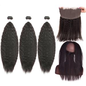 Hair care: Afro-Straight hair bundles with Lace Frontal