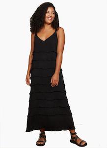 La Mer Frill Maxi Black Size M