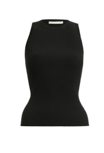 Knitwear: Tropicana Knit Racer Tank (Black)