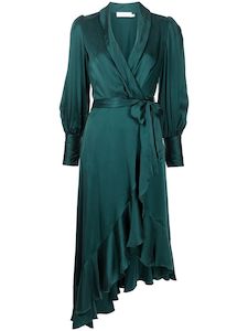 Silk Wrap Midi Dress ( Jade)