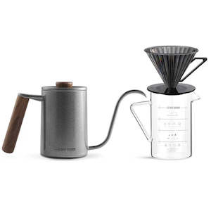 Coffee: Pour Over Coffee Maker Set 400/600ml Gooseneck Kettle Coffee Dripper Brewer Clear Scale Glass Server