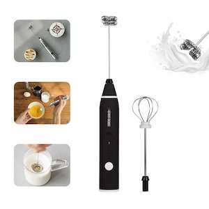 Coffee: Powerful Milk Foam Machine Mini Electric Milk Frother Stainless Steel Eggbeater Portable Camping