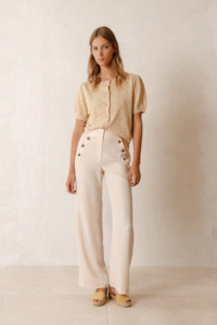 Pants Jeans: Double Button Pants - Cream