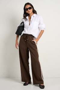 Townie stripe Side Tape Wide Leg Pants - Chocolate