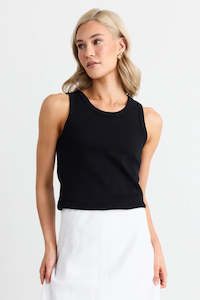 Cobble Rib Cutaway Tank - Black