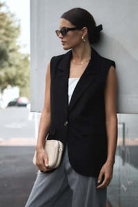 Vancouver Black Linen Longline Vest