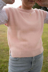 Alpaca Plain Crew Neck Vest - Blush