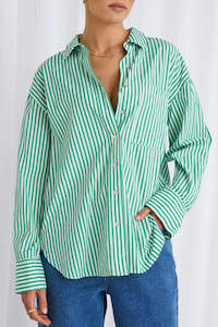 You got this stripe oversized shirt - Green