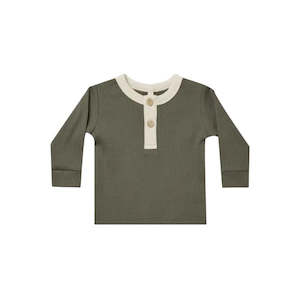 Garments Of The Week: Henley ribbed long sleeve top - Forest