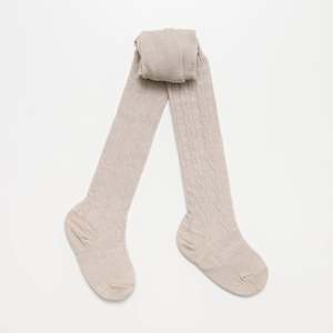 Lamington: Merino Wool Cable Tights | Cream