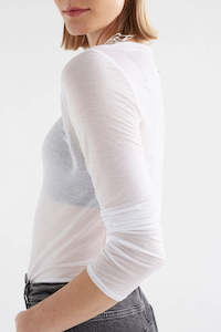 SHEER LONG SLEEVE TSHIRT - White