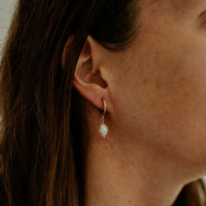 Jewellery: PEARL HOOP EARRINGS