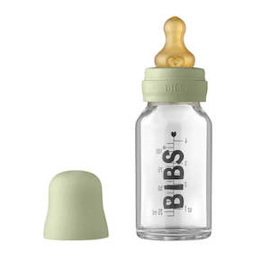 Pacifiers Bottles: BIBS Baby Glass bottle complete set, Sage 110ml