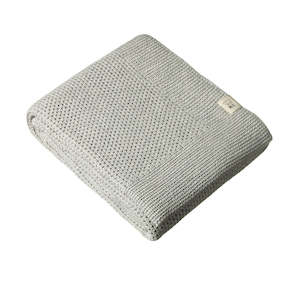 Merino knit Bassinet blanket - Light grey marl