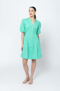 Pleats Please Dress - Green Linen