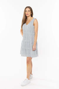 Womenswear: Playful Mini Dress - Navy Stripe