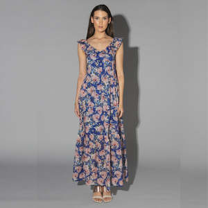 Drama The Label Mid Summer Dress Cyan Flower