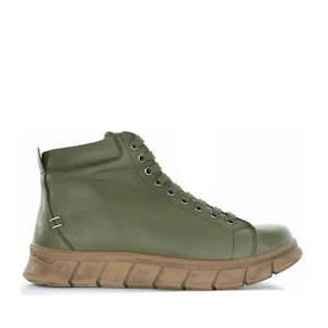 Premium Leather Boots: CABELLO UKI KHAKI