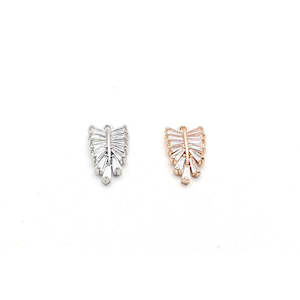 Crystal Feather/Leaf Charm - 2pc - KC Gold & Silver