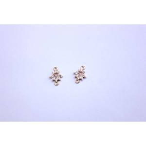 Crystal Flower Connector Charm -  Gold 2pc