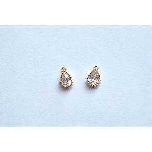 Crystal Small Teardrop Charm -  Gold 2pc