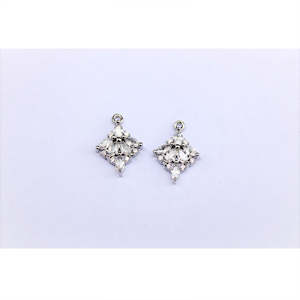 Crystal Diamond Charm - 2pc - Gold & Silver